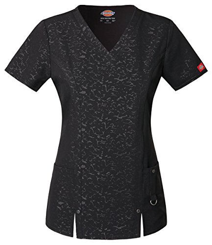 Dickies Women's V-Neck Top, Camo/Kazee Black, Medium