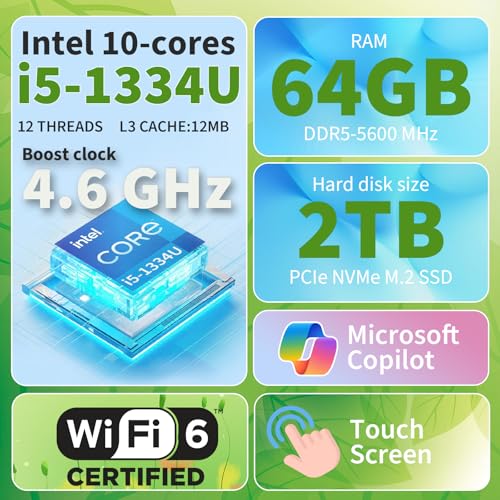 Image of Dell Inspiron 15 3530 Touchscreen Laptop Computer - 64GB RAM, 2TB SSD, Intel 10-Core i5 1334U(up to 4.6GHz), 15.6'' FHD IPS, Intel UHD Graphics, Win 11 Pro, Wi-Fi 6, HDMI, w /Accessories