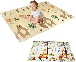 Tapete Térmico Infantil Atividades Dupla Face Dobrável 150x200cm Original Baby Toys® (Urso/Girafa 1cm)