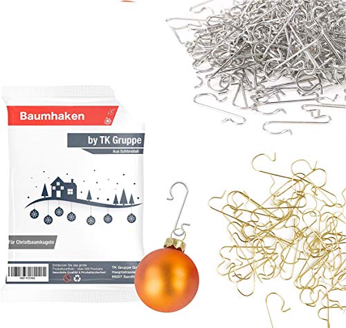 TK Gruppe Timo Klingler 100x Haken Weihnachtsbaum Baumhaken Gold & Silber Aufhänger Kugelaufhänger für Christbaumkugel, Weihnachtskugeln, Aufhänger in S Form für Weihnachten (100x Mix) Cover