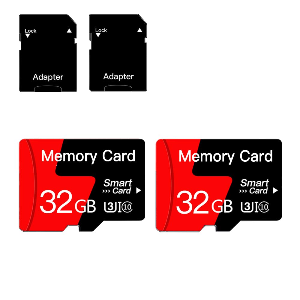 2er-Pack 32GB MicroSD Speicherkarte, Micro SD Karte mit Adapter, Class 10, UHS-I, A1, für Smartphone, Drohne, Dash Cam [32GB*2]
