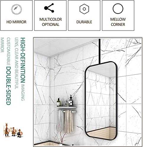 Miroir suspendu rectangulaire personnalisable cadre métal noir
