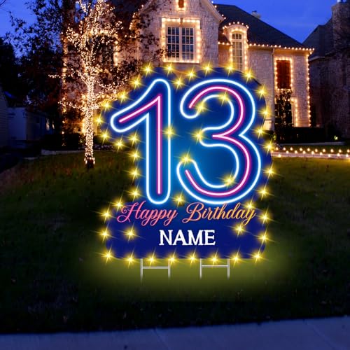 Panneau d'anniversaire fluo décor de soirée ado 13 ans - 4