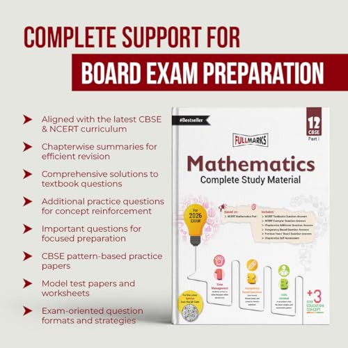 Image of Full Marks Mathematics Part-1 Complete Study Material Class 12 | Based on NCERT Textbook Mathematics (Part 1) and CBSE Syllabus | Includes ... Papers and More | For March 2027 Examination