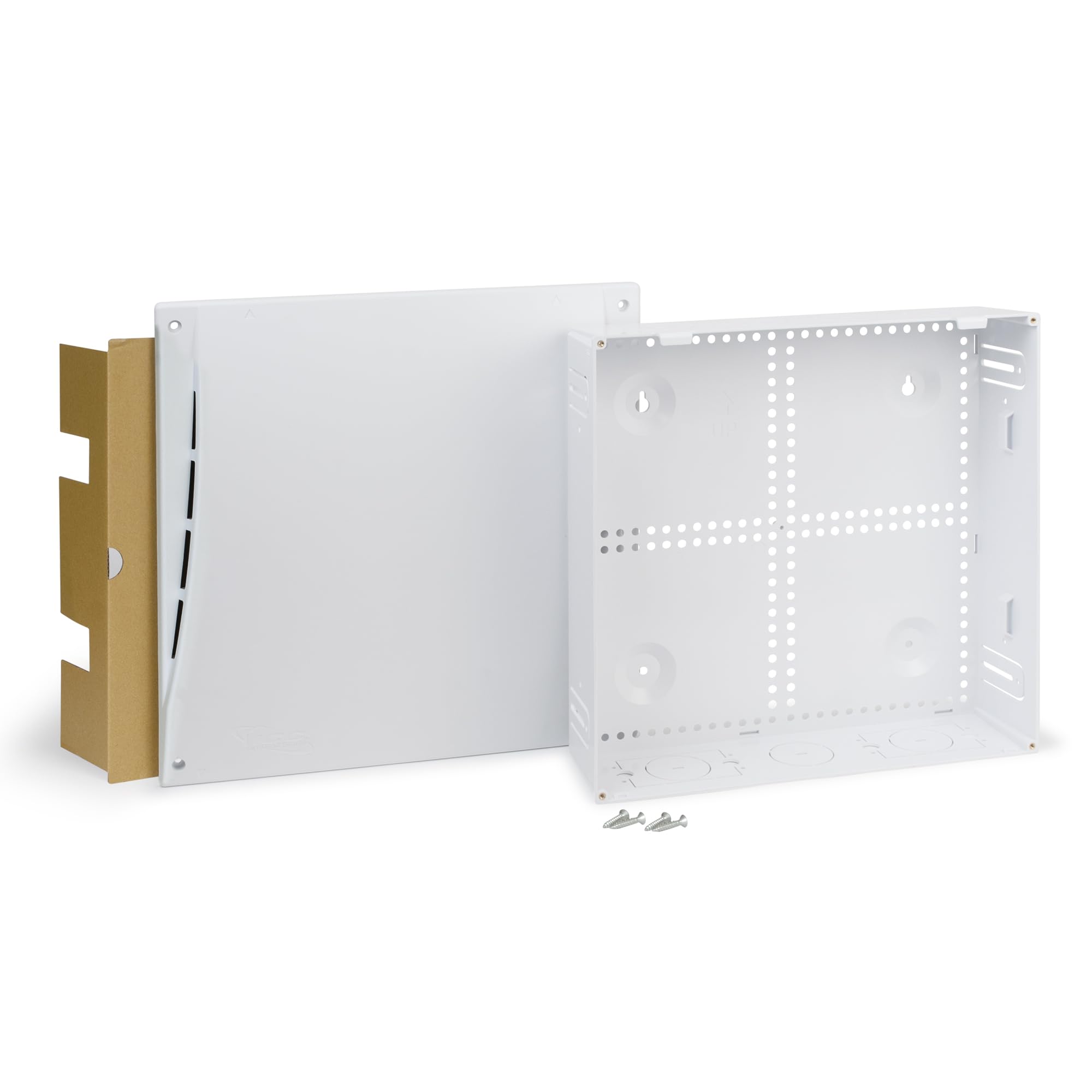 14” Plastic Structured Wiring Enclosure, Media Enclosure with Cable Wall Cover, Cable Management Box for Distribution of Networking Services, UL Listed TAA Compliant, ICRESDP14E