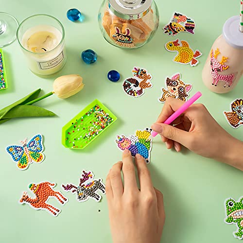 Diamond Painting Stickers Kits For Kids, Acsaummy 40 Pcs Cute Diamond Arts Paintings Stickers 5D Diy Cartoon Diamond Painting For Kids Mosaic Stickers Gem Arts And Crafts For Kids And Adults Beginners #TOP1