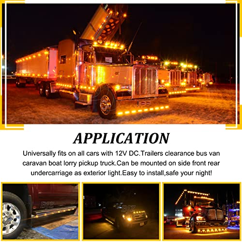 Bjz 3/4'' Led Trailer Marker Clearance Lights Amber Round 12V Led Side Marker Front Rear Stop Turn Signal Tail Indicator Light Waterproof For Trailer Truck Atv Utv Rv Van Pickup, 10Pcs W/Amber Lens #TOP3