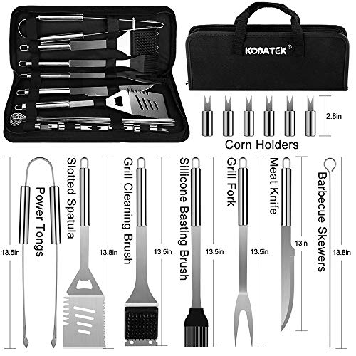 KODATEK Complete BBQ Grill Tool Set 21 Piece Stainless Steel Barbecue Grilling Accessories with