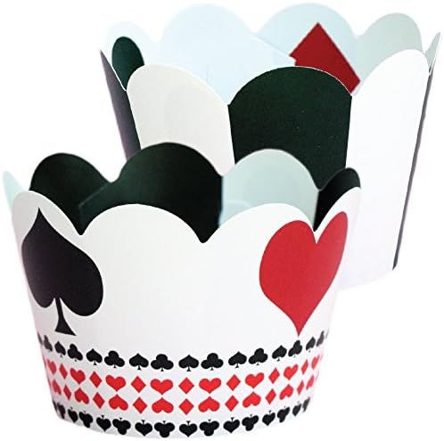 Casino Party Decorations Poker Theme - Cupcake Wrappers 36 | Las Vegas Party Supplies, Adult Birthday Decor, Game Night Party, Playing Card Theme Cup Cake Wraps
