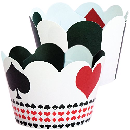 Casino Party Decorations Poker Theme - Cupcake Wrappers 36 | Las Vegas Party Supplies, Adult Birthday Decor, Game Night Party, Playing Card Theme Cup Cake Wraps