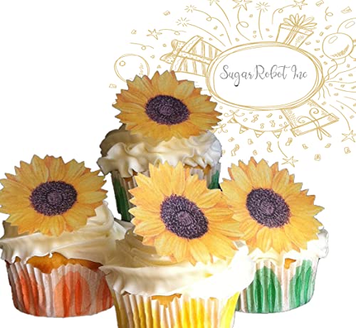 Sugar Robot Inc. Edible Wafer Flowers - Premium Crafted Made In The Usa Cake And Cupcake Toppers, Decoration (Sunflowers) #TOP30