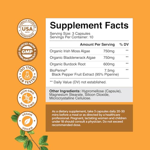 Natures Craft Sea Moss + Bladderwrack + Burdock Capsules (30 ct) — view 7