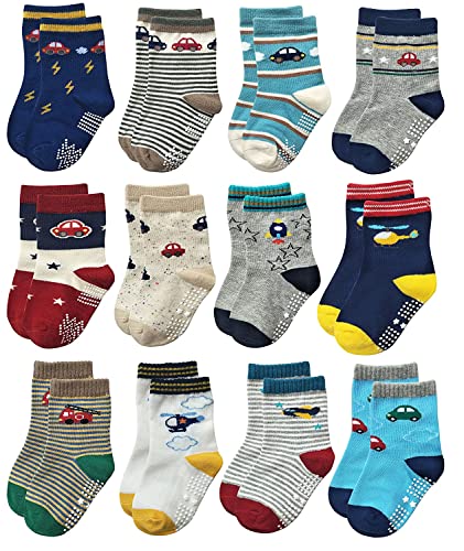Image of SooWoo Boy's Anti-Skid Grip Cotton Socks