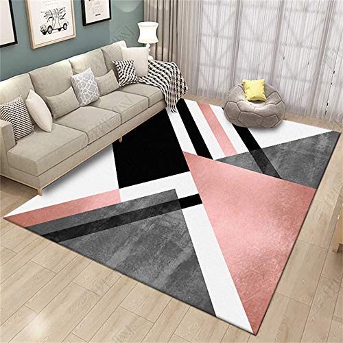 Tapis motif géométrique de qualité supérieure à rayures rose blush