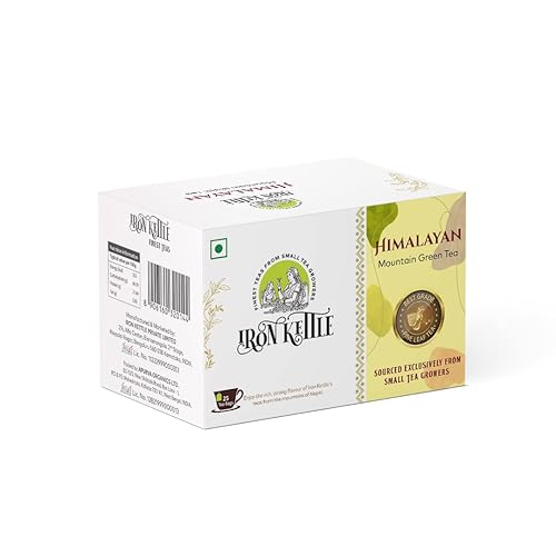 Iron Kettle Himalayan Mountain Green Tea 25 Bolsas de té de malla  Bolsa de té verde fresco de jardín  Té de primera calidad de hoja fina procedente