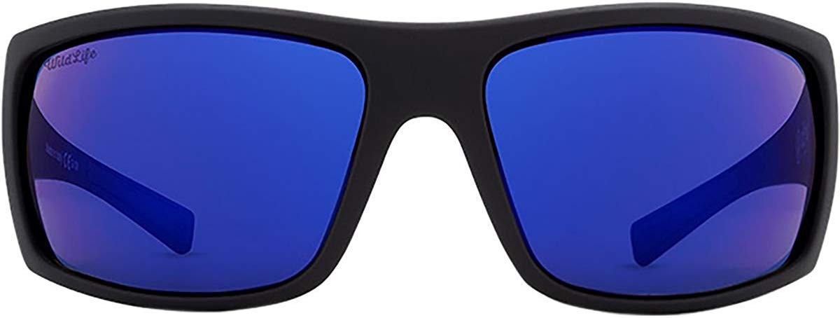 VonZipper Mens Suplex Polarized Sunglasses, Black Satin/Wild Blue Flash Lens One Size