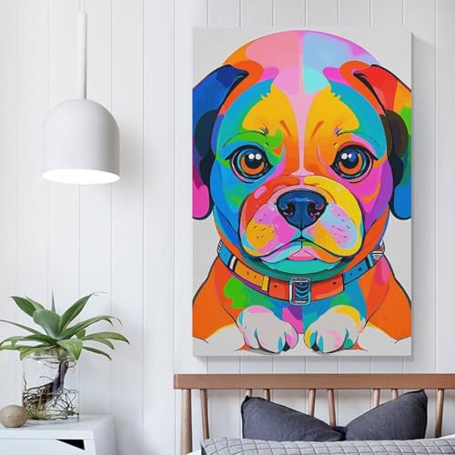 Toile murale moderne colorée de chiens BVNMT pour salon - 5