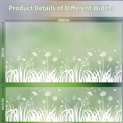 Zindoo Frosted Window Film Privacy Film for Glass Windows, Opaque Window Film Dandelion Patterned Window Frosting Film with Tools, No Glue Static Cling for Bathroom Kitchen Office, 44.5x200cm - Image 3