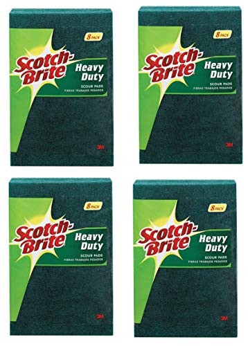 Heavy Duty Scour Pads, 8 Pads - 4 Pack, Total 32 Pads