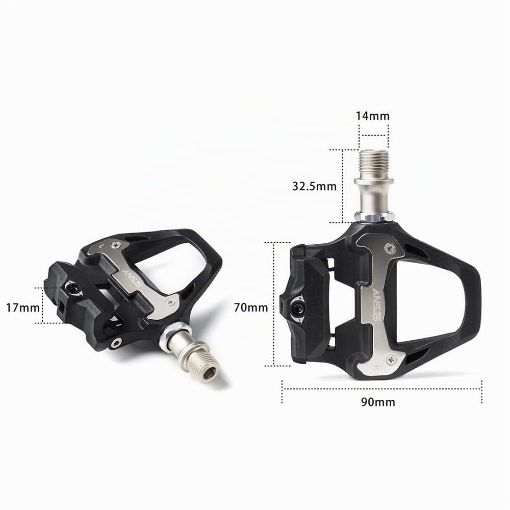 Road Bike Pedals, Lightweight Clipless Bicycle Pedals with Cleats Set Compatible with SPD-SL System- 6 Degree Float Clipless
