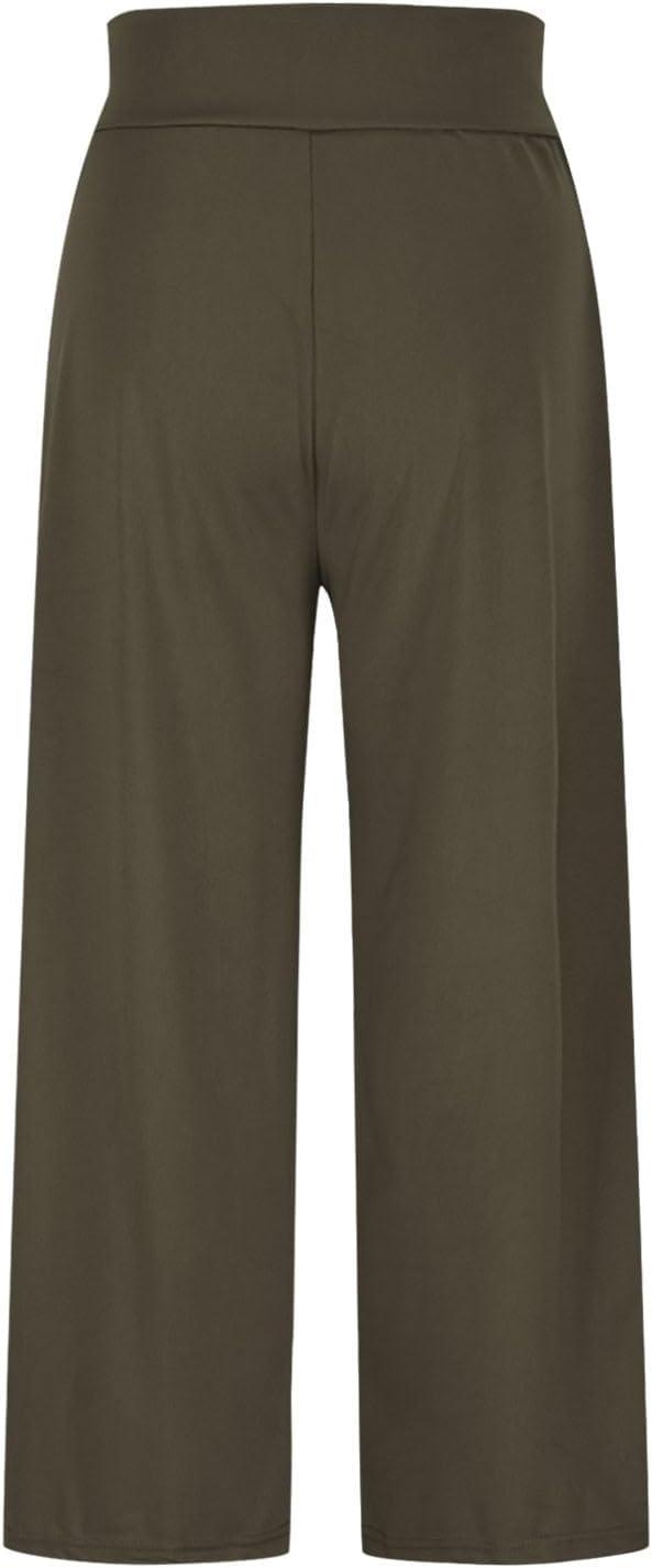 Womens Wide Leg Pants High Waist Loose Flowy Comfy Lounge Palazzo Trousers Stretch Soft Casual Pants with Pockets