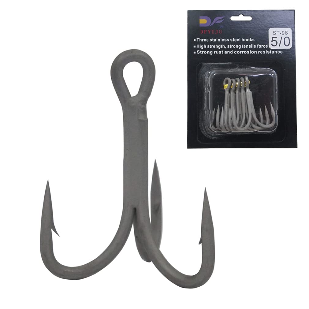 DFYUJU 10PCS 420 Stainless Steel 3CR13 Classic Fishing Treble Hooks High Pulling Force Size ＃0/1,＃1/0,＃2/0,＃4/0,＃3/0,＃5/0 Strength Fishing Equipment Strong Wide Gap