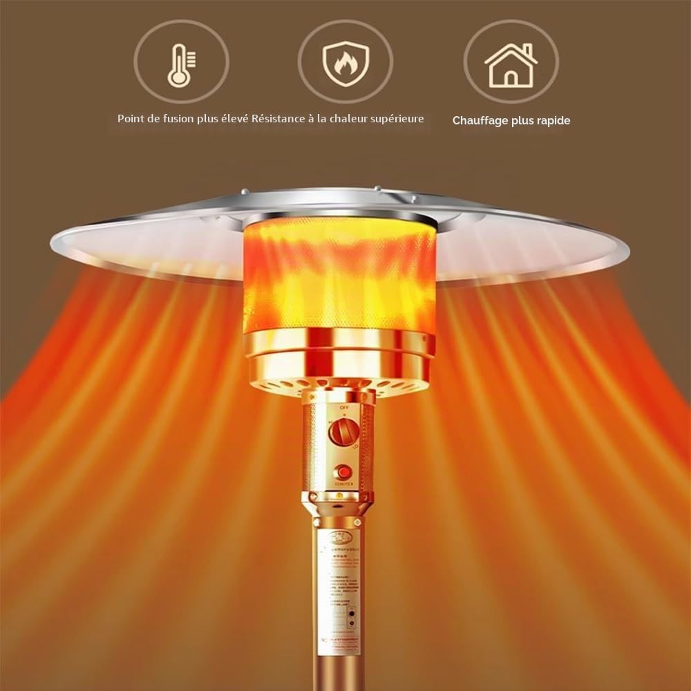 Chauffage à gaz extérieur avec,Double Couche en Acier Inoxydable,à roulettes,Dispositif Anti-basculement,Triple système de sécurité,pour Grandes terrasses, Jardins