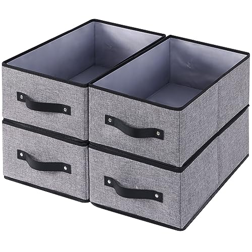YheenLf Clothing Storage Cubes, 33×23×14 cm Organizer Bins with Double Handles, Foldable Fabric Baskets, Containers Clothes Boxes for Organizing Shelves, Gray, 4-Pack YheenLf Clothing Storage Cubes, 33×23×14 cm Organizer Bins with Double Handles, Foldable Fabric Baskets, Containers Clothes Boxes for Organizing Shelves, Gray, 4-Pack
