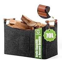 Ciberate Brennholzkorb Holzkorb extra dicker Filz und verstärkter Griff Faltbarer Filzkorb Filztasche als Aufbewahrungskorb für Holz, Einkauf (XXL 70L(55x32x40cm))