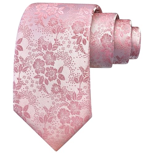 GUSLESON Dusty Rose Tie for Men Floral Fashion Wedding Necktie Business Party (1037-43)