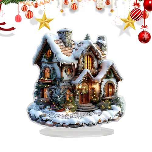 Decorazione Da Scrivania In Acrilico | Decorazione Natalizia Babbo Natale 2D,Figura in Piedi con Base Ornamento per Natale per Tavolo Dormitorio Soggiorno