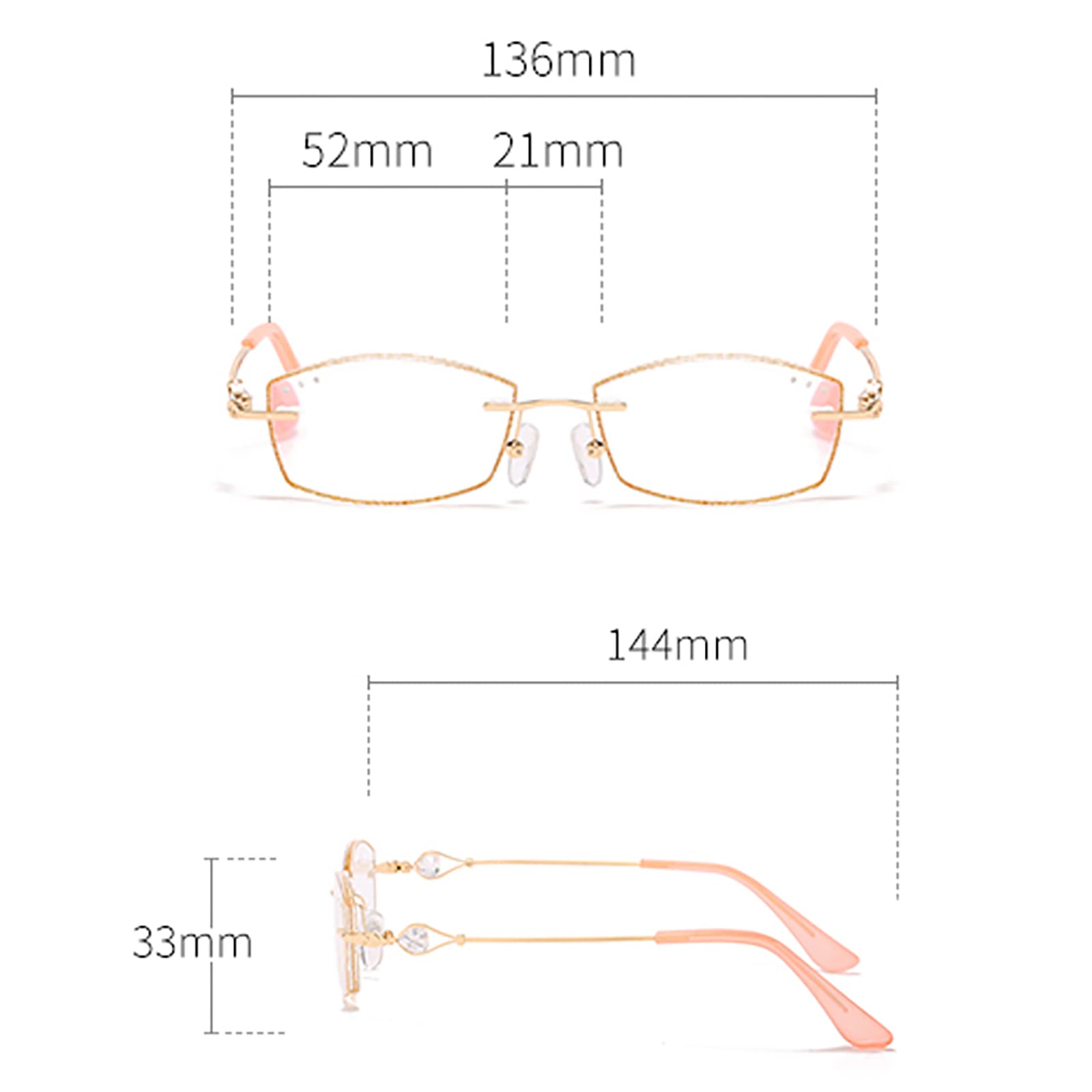 Blaulichtblockierende Lesebrille, Ultraleichte, Rahmenlose Anti-Ermüdungs-Lesebrille Für Damen, Ideal Zum Lesen Arbeiten Einkaufen(Size:+1.50,Color:Silber)