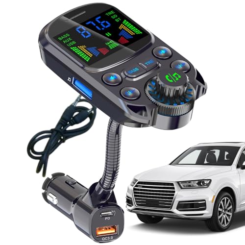 Transmetteur FM avec appels mains libres clairs et double port de charge USB rapide