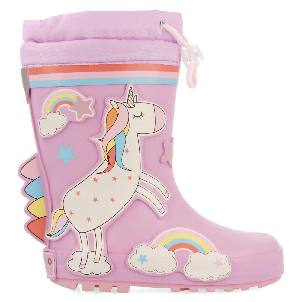 Botas de Agua Malva con Estampado de Unicornio para niña y niño kinloss