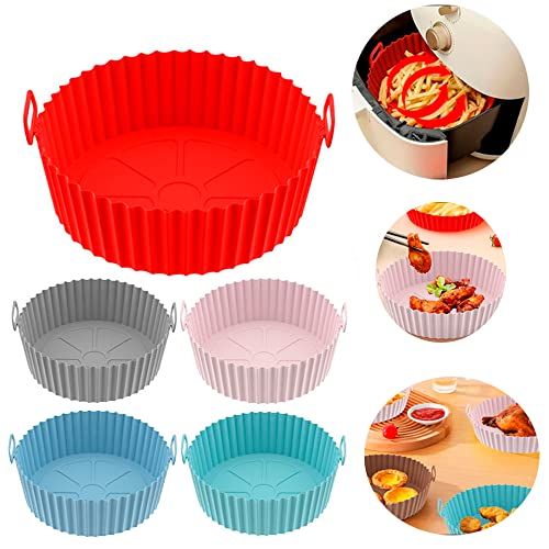 Kit 6 Formas Antiaderente Air Fryer Em Silicone Reutilizável Protetor Mirco Ondas Panela Forno Cesta