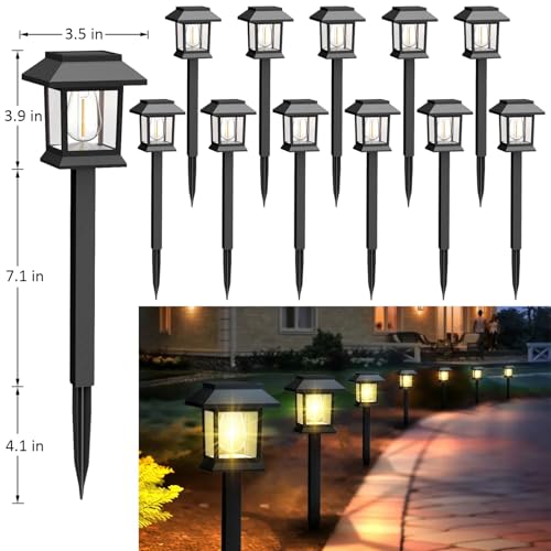Greluna DCGD003 Solar Lights Outdoor,12 Pack Waterproof Solar Garden Lights, Auto On/Off Solar Pathway Lights thumb #1