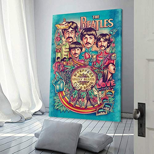 ZXCMNB Poster sur toile rétro The Beatles 60 x 90 cm - Les Beatles, Paul McCartney, John Lennon, RIngo Starr, George Harrison ZXCMNB Poster sur toile rétro The Beatles 60 x 90 cm – Image 4