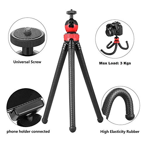 Image of Zety 12 Inch Height 360 Rotating Ball Head Gorilla Tripod | Tripod for All Devices with Holder & Bluetooth Shutter Button (Gorilla Tripod + Shutter Remote + Holder)
