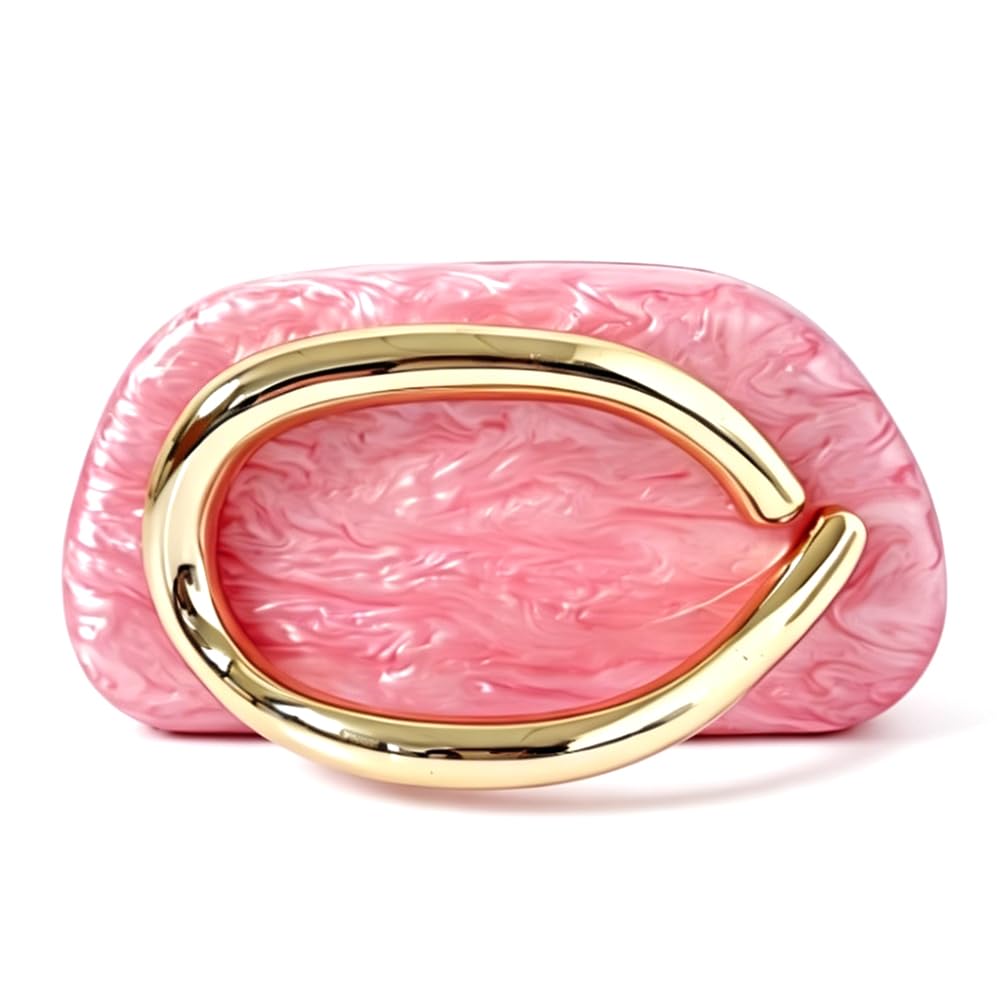Acrylic Clutch Purse for Women Classic Round Acrylic Evening Handbag Vintage Metal Handlebars Bag for Wedding Party Prom