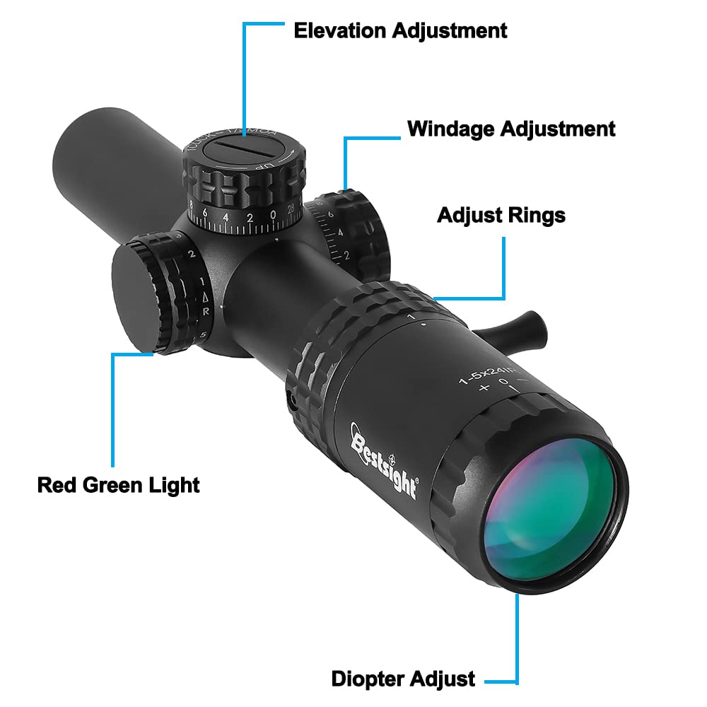 Paike Tactical Optical 1-5x24 Zielfernrohr 30 mm Weitwinkelsicht Rot Grün Beleuchtetes Jagdzielfernrohr