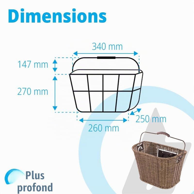 Panier pour vélos & trottinettes en métal Blanc, Noir, résine tressée, Tissu - Beeper