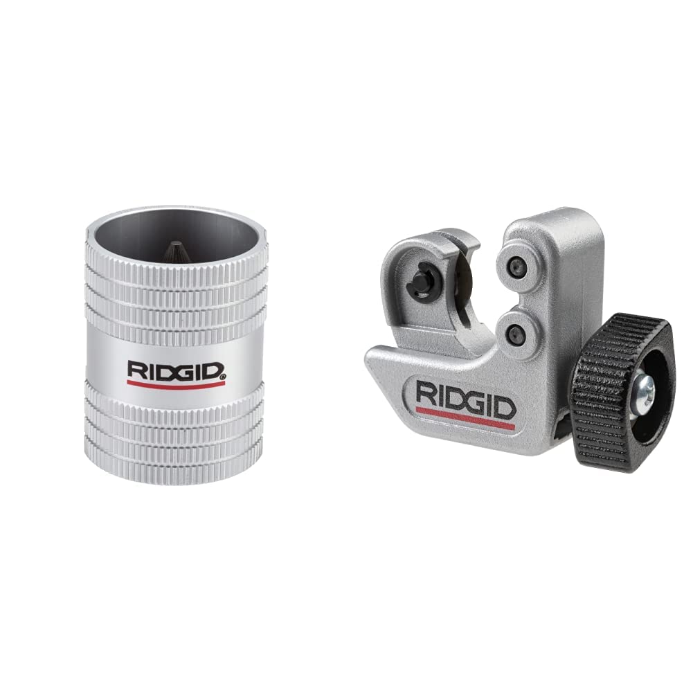 RIDGID 29983 Model 223S 1/4" to 1-1/4" Inner/Outer Copper and Stainless Steel Tubing and Pipe Reamer &amp; 40617 Model 101 Close Quarters Tubing Cutter with 1/4"-1-1/8" Cutting Capacity, Silver