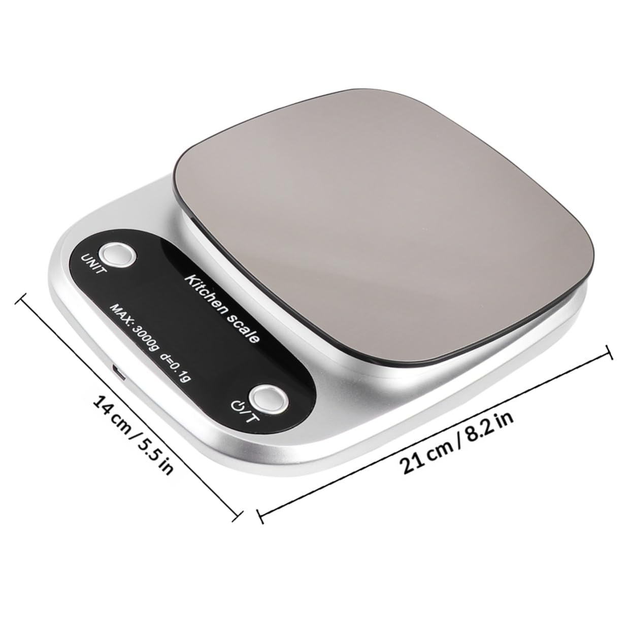 HOMSFOU Digitale Küchenwaage Edelstahl 3 Kg 0,1g Präzisionswaage mit Lcd Anzeige Wiederaufladbar für Küche und Schmuck