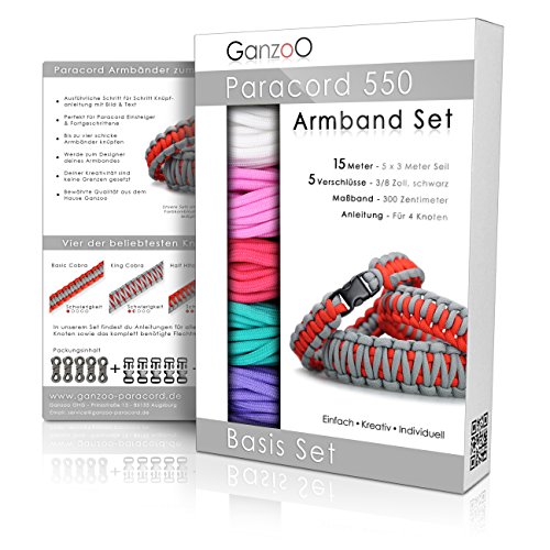 Ganzoo Paracord 550 Armband Set selbst knüpfen, Knüpf-Anleitung, DIY Bracelet, Geschenk