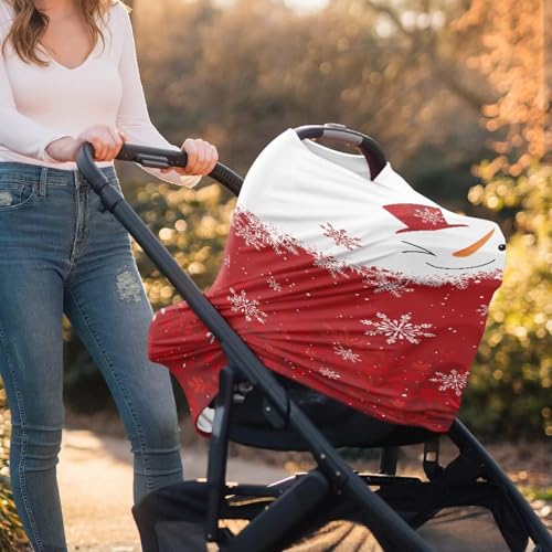Image of Snowman Nursing Breastfeeding Covers Multipurpose Infant Seat Cover Canopy Christmas Decorations Outdoor,High Chair /Stroller Covers /Stroller