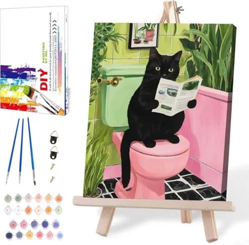 MIRCVSH Black Cat Paint By Numbers Kit with Frame