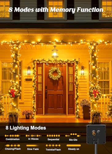 2 Pack Total 80Ft 200 LED Solar Christmas String Lights Outdoor Waterproof  - image 3