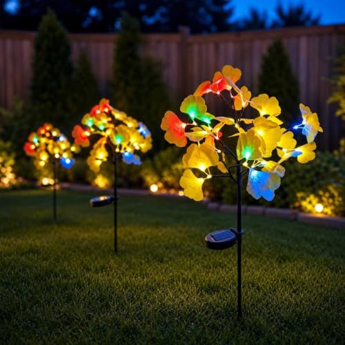 2 PCS Ginkgo Leaves Solar Garden Lights Outdoor Landscape Lighting 29.5'' - image 3