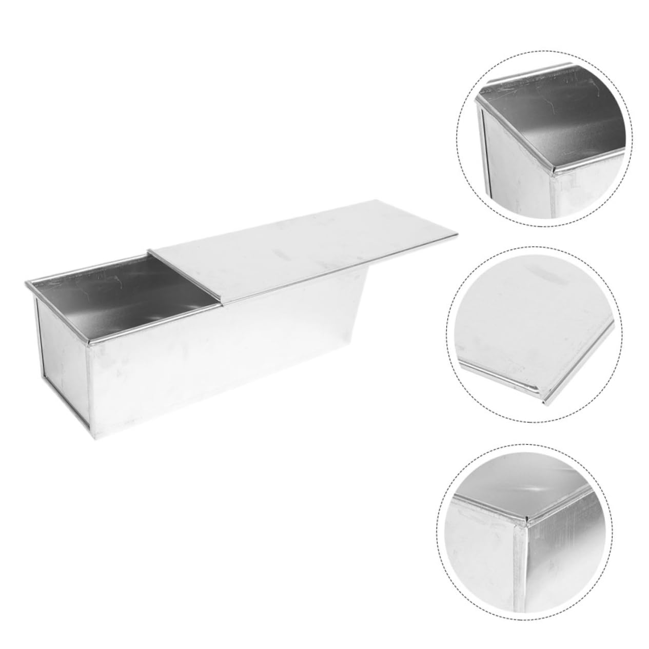MAGICLULU 2 Piezas caja de tostadas bandeja para hornear pan lata de pan molde para pan tostado moldes de pan pequeños moldes para pan molde para pan con tapa aleación de aluminio Silver