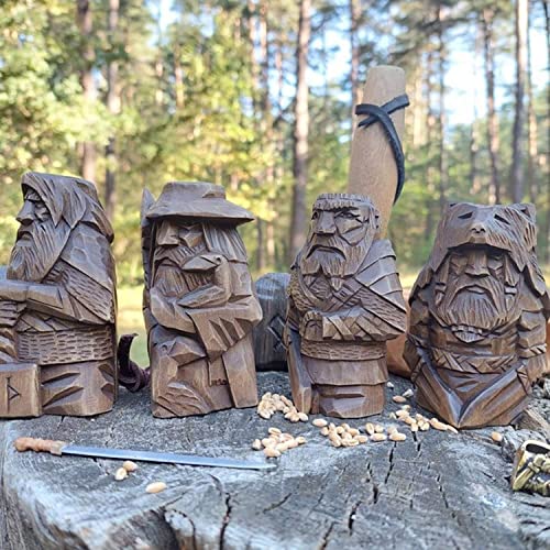 Conjunto de 4 estatuas de Dioses nórdicos, Figuras de mitología vikinga nórdica, Decoraciones paganas nórdicas, arreglo de Mesa de Escritorio único para Regalos para el hogar decoración del hogar Cover